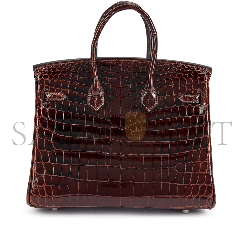 HERMÈS MASTER BIRKIN 30 CROCODILE LEATHER BORDEAUX RED SILVER BUCKLE H041367CK9O (30*22*16cm)